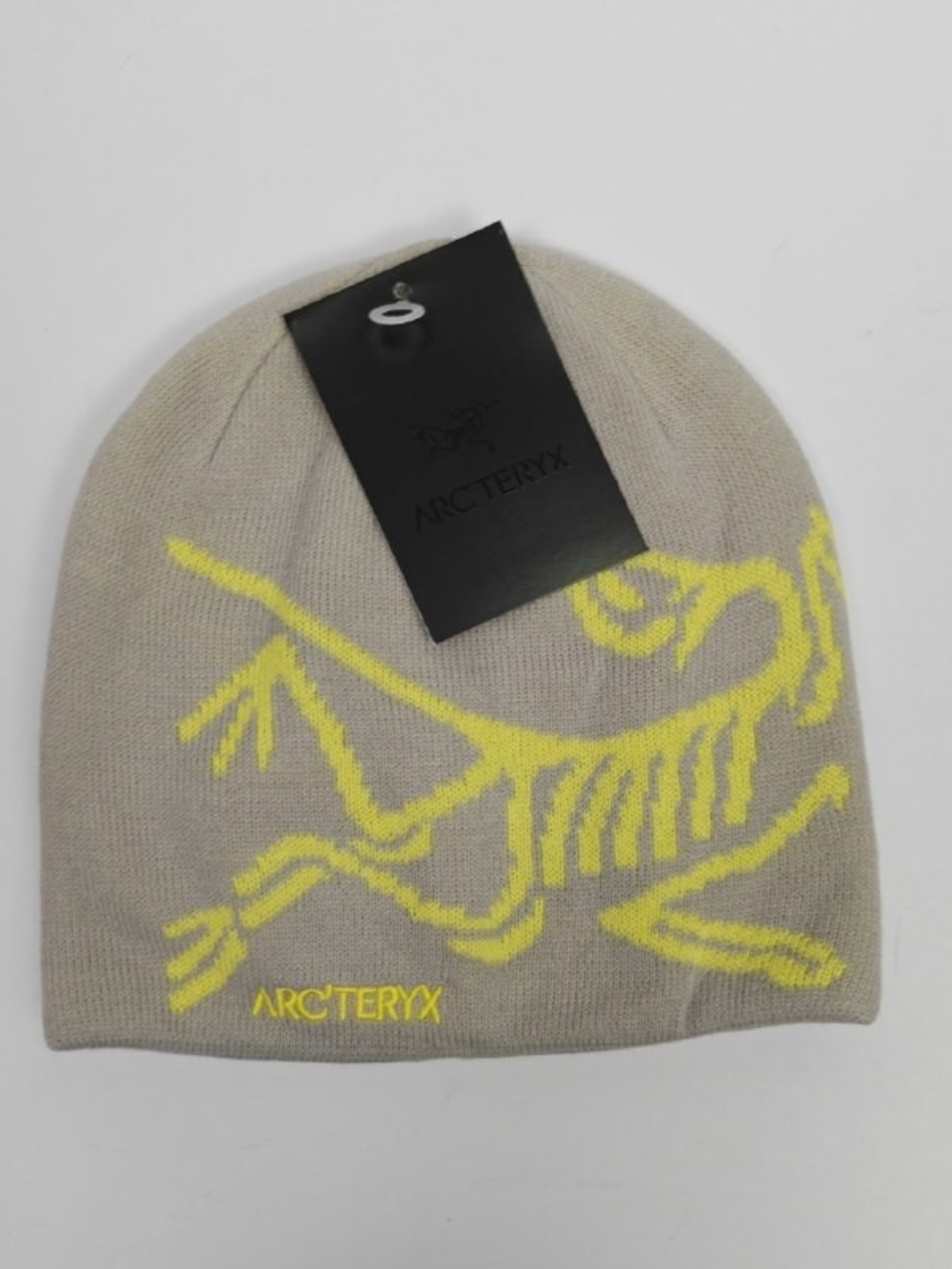 Arc'teryx Grey And Yellow Bird Head Toque Skullcap Beanie